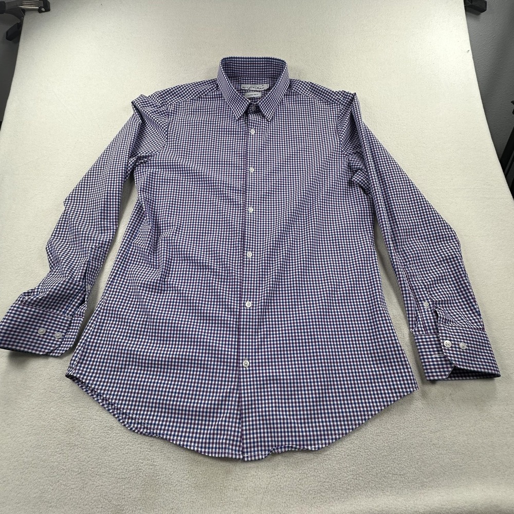 Mizzen+Main Shirt Mens XL Purple Blue Gingham Leeward Trim Fit Performance